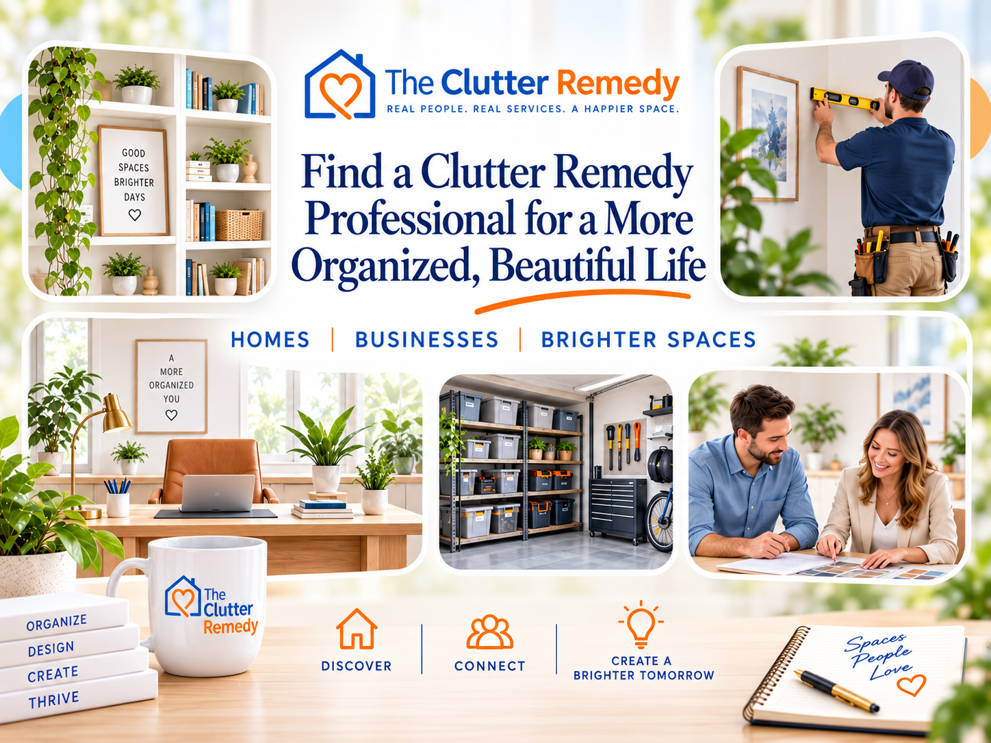 The Clutter Remedy directory features experts and services in decluttering, home and business organizing, design, decor, handyman work, coaching, and consulting.